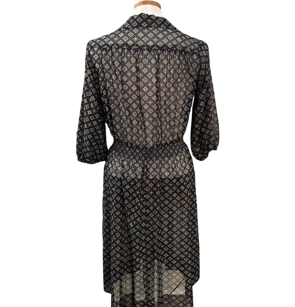 Vintage 70s Medallion Print Midi Dress SIZE S Academia Secretary Costume Fall